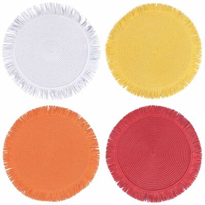 Round placemat with fringes, Shades of Sunset