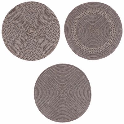 Linen blend round placemat, Shades of Chocolate
