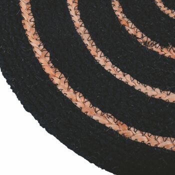 Set de table spirale noir en coton et jute Ø 38 cm, Naturel 4