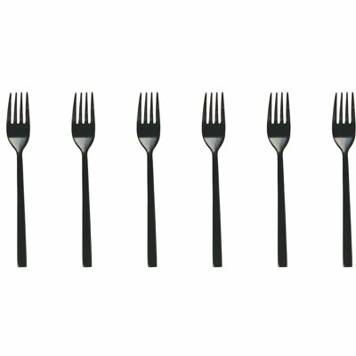 Set of 6 black steel dessert forks, Lexington
