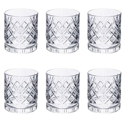 Set of 6 water glasses 400 ml in glass, Classic Flowers