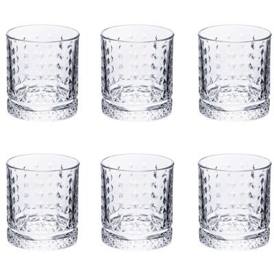 Set of 6 water glasses 400 ml in glass, Classic Rombi