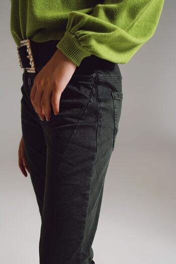 Jean skinny avec boutons visibles vert militaire 2