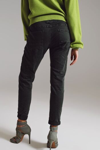 Jean skinny avec boutons visibles vert militaire 3