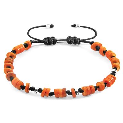 Orange Hailey Silver and Freshwater Shell SKINNY Macrame Bracelet