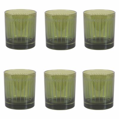 Set of 6 green whiskey glasses 300 ml, Lorena