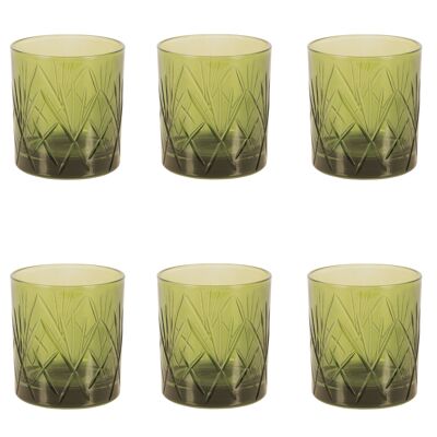 Set of 6 green whiskey glasses 300 ml in glass, Alsace