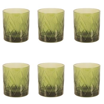 Coffret de 6 verres à whisky vert 300 ml en verre, Alsace 1