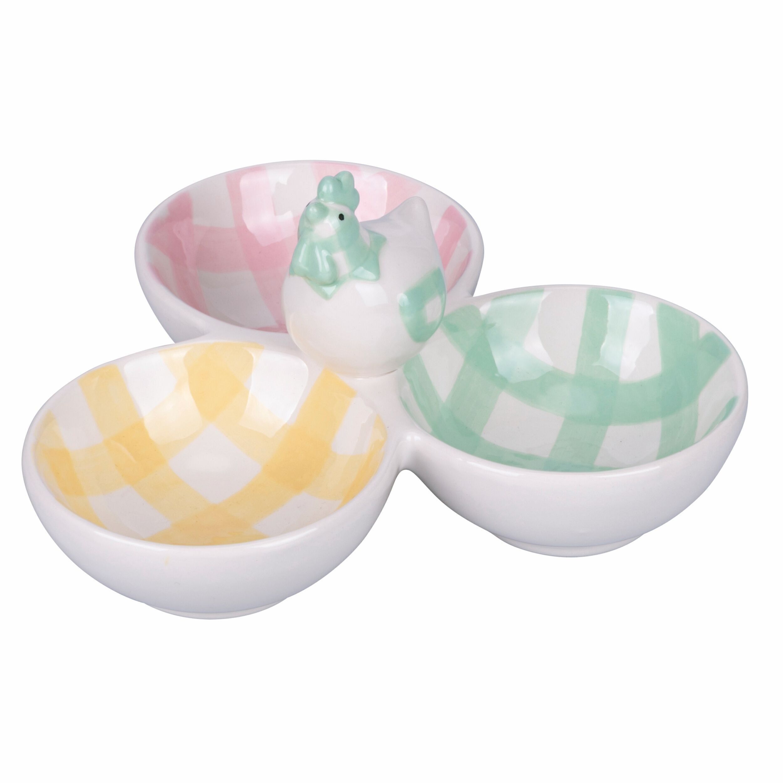 Trio-Bonbonhalter aus Keramik, weiße Tiere