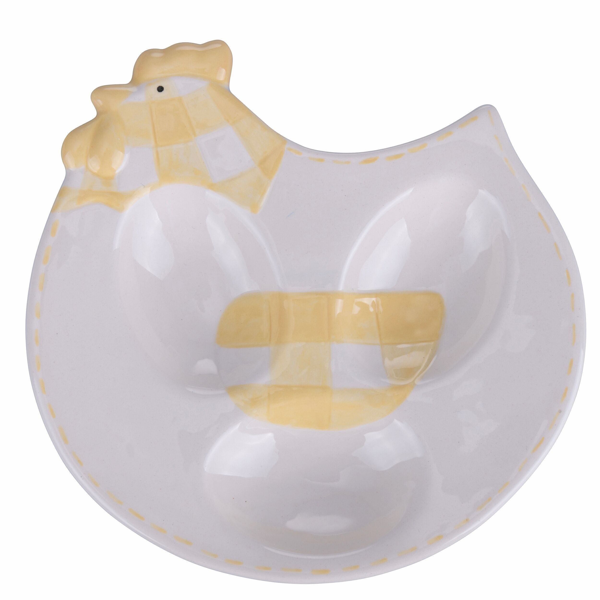 Keramik-Eierablage, weiße Tiere