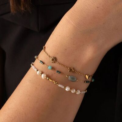 Cole bracelet - natural stones and freshwater pearls