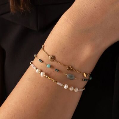 Bracciale Cole - pietre naturali e perle d'acqua dolce