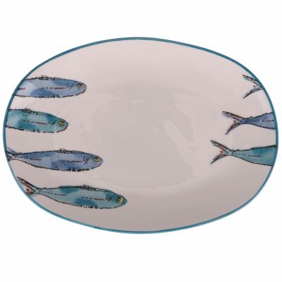 Oval flat ceramic plate 37x25 cm, Paranza