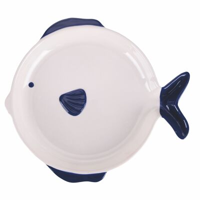 Piatto portata in ceramica Ø30 cm, stile coastal, Paranza