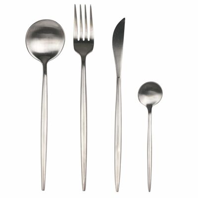 Set of 24 silver steel cutlery with matt finish, Preciosa