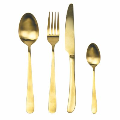 Set of 24 steel cutlery, matt gold, Round