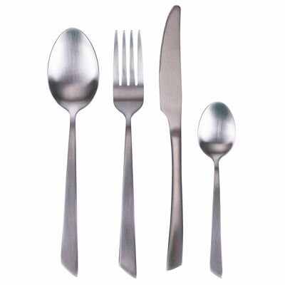 Set of 24 steel cutlery, matt silver, Cut