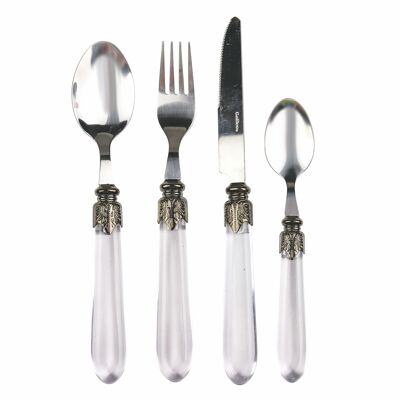 Set of 24 steel cutlery, transparent handle, Imperial