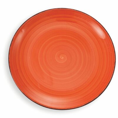 Orange hand-painted stoneware dinner plate, New Baita