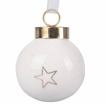 Boule de Noël en porcelaine Ø 4 cm blanc et doré, Xmas Gold 2