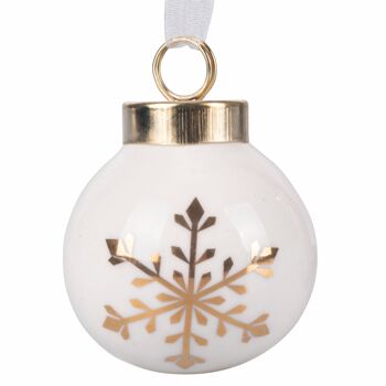 Boule de Noël en porcelaine Ø 4 cm blanc et doré, Xmas Gold 4