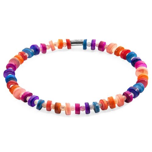 Multicoloured Alice Silver and Freshwater Shell SKINNY Bracelet