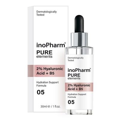 InoPharm Pure Elements 05 – Feuchtigkeitsspendendes Serum mit 2 % Hyaluronsäure und Vitamin B5 // 30 ml