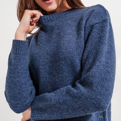 Pull 2 en 1 avec sous-vêtement chemise en bleu marine