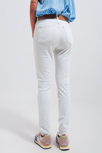 Jean skinny taille haute blanc 3