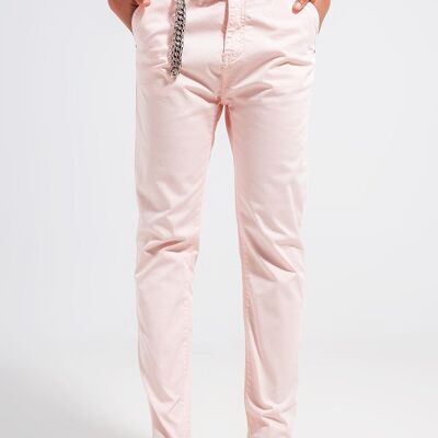 Pantaloni in misto cotone rosa