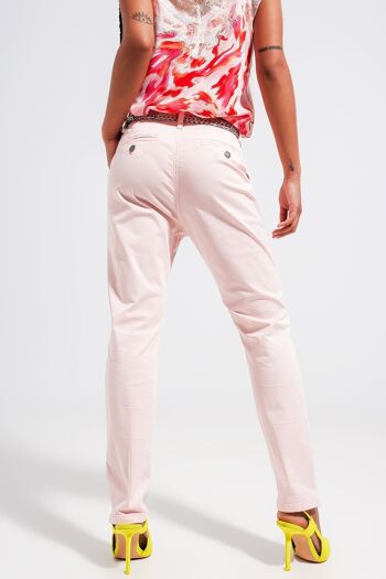 Pantalon en coton mélangé rose 2