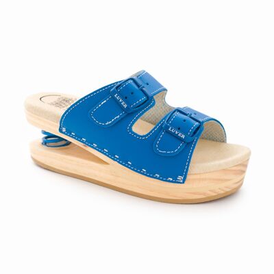 Sandale en bois avec ressort 2101-A Bleu
