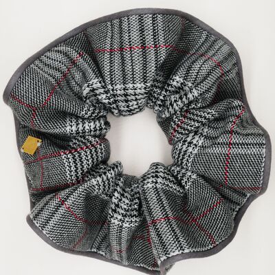 Gray tartan scrunchie - Enora