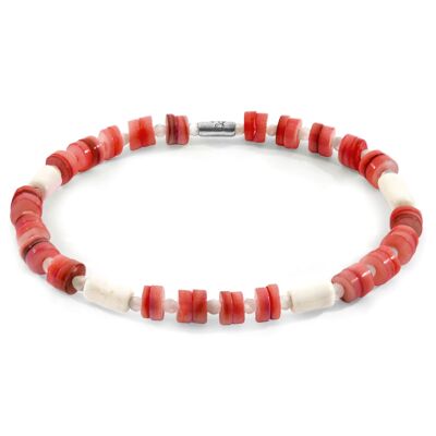 Red Maisie Silver and Freshwater Shell SKINNY Bracelet