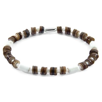 Brown Maisie Silver and Freshwater Shell SKINNY Bracelet