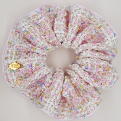 Multi pink tweed scrunchie - Naomi