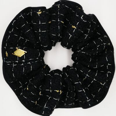 Haargummi aus schwarzem Tweed – Linda