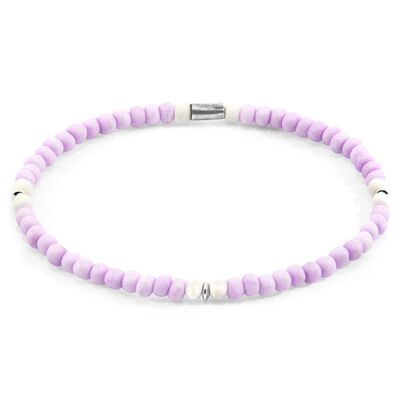 Pastel Pink - Off White Evelyn Silver and Glass SKINNY Bracelet