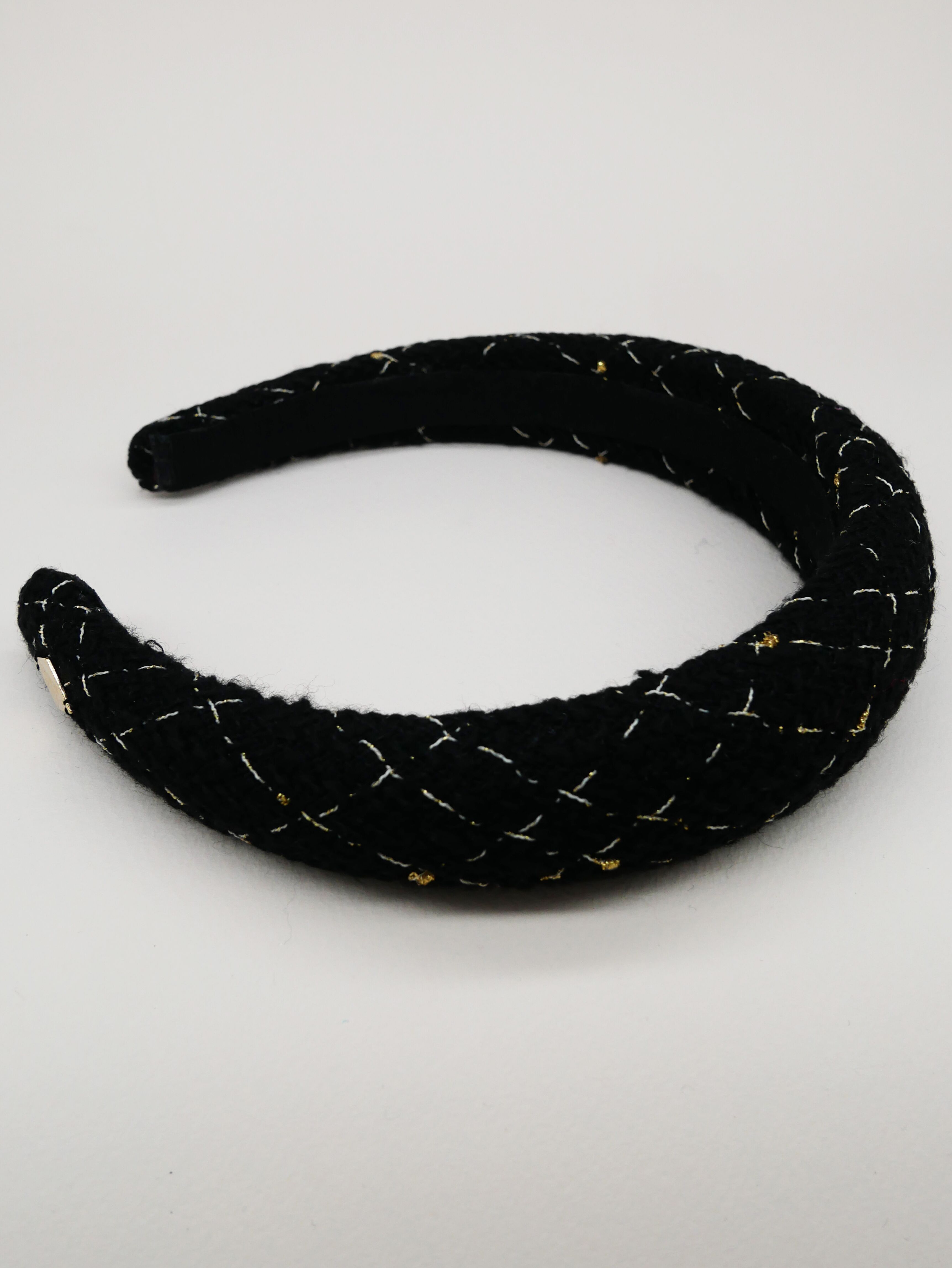 Cerchietto in tweed nero - Linda