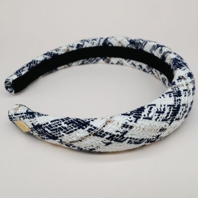 White and navy blue tweed headband - Romy