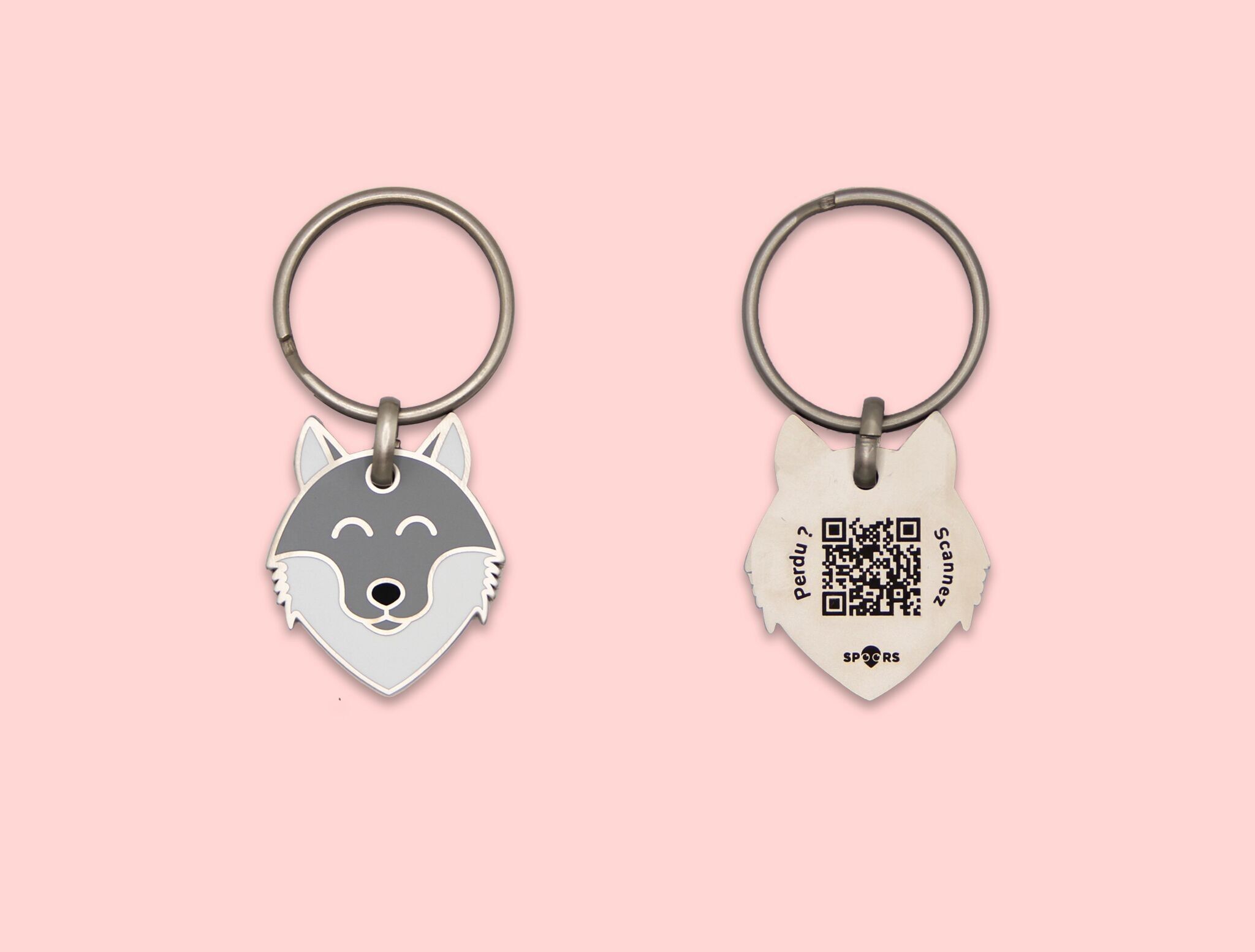 Dog tag/Connected key ring, Wolfy model