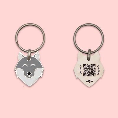Dog tag/Connected key ring, Wolfy model