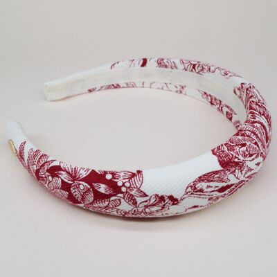 Toile de jouy headband - red