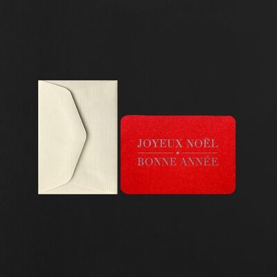 Mini carte JOYEUX NOEL BONNE ANNEE + mini enveloppe blanche