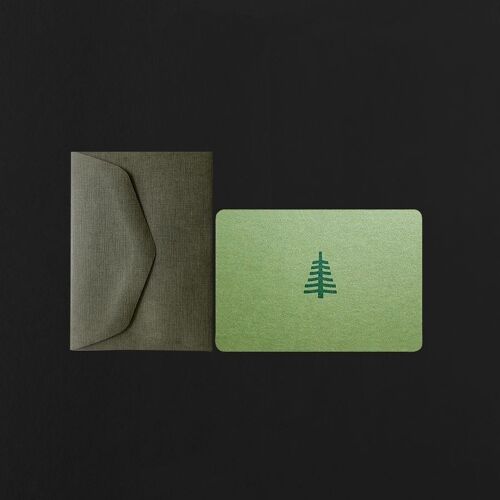 Mini carte SAPIN + mini enveloppe khaki
