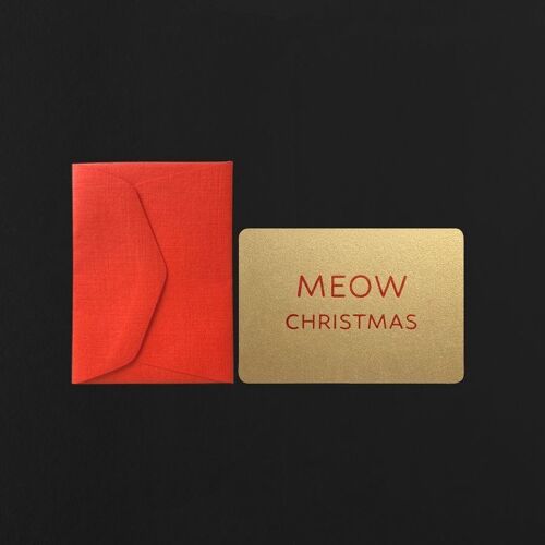 Mini carte MEOW CHRISTMAS + mini enveloppe géranium