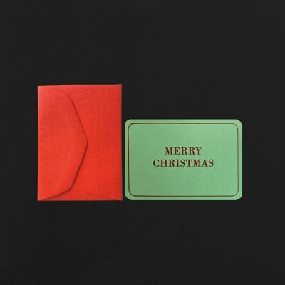 Mini carte MERRY CHRISTMAS encadré + mini enveloppe rouge
