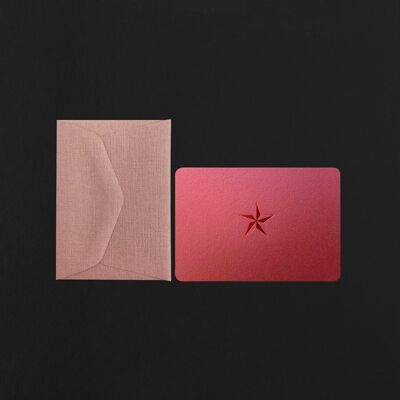 Mini tarjeta STAR granate + mini sobre rosa antiguo