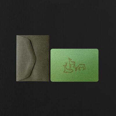 Mini carte 3 biches + mini enveloppe khaki