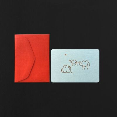 Mini card 3 camels + mini geranium envelope